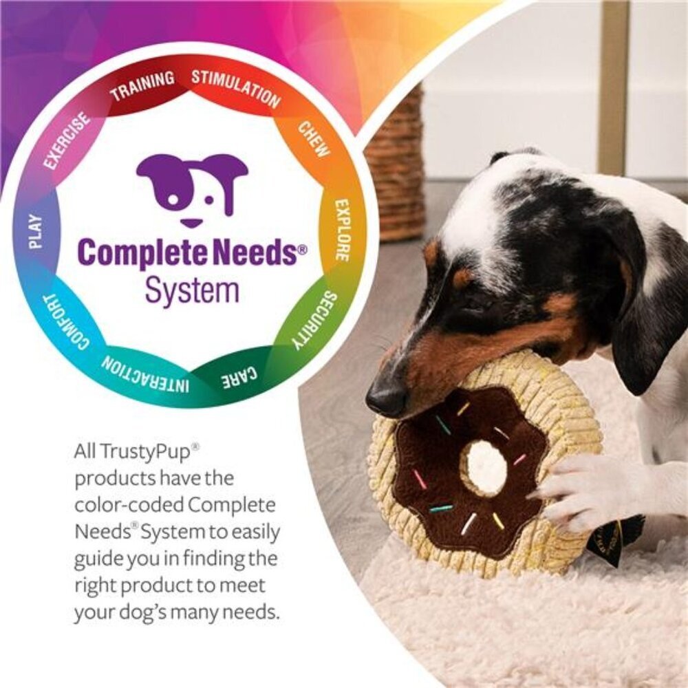 Donut Squeaky Plush Chew Guard Dog Toy, Small - Picture 2 of 16